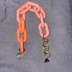 Anthropologie gradient chunky bracelet with gold clasp.